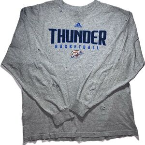 Oklahoma City Thunder Basketball Adidas Long Sleeve T Shirt Mens Large OKC Grey